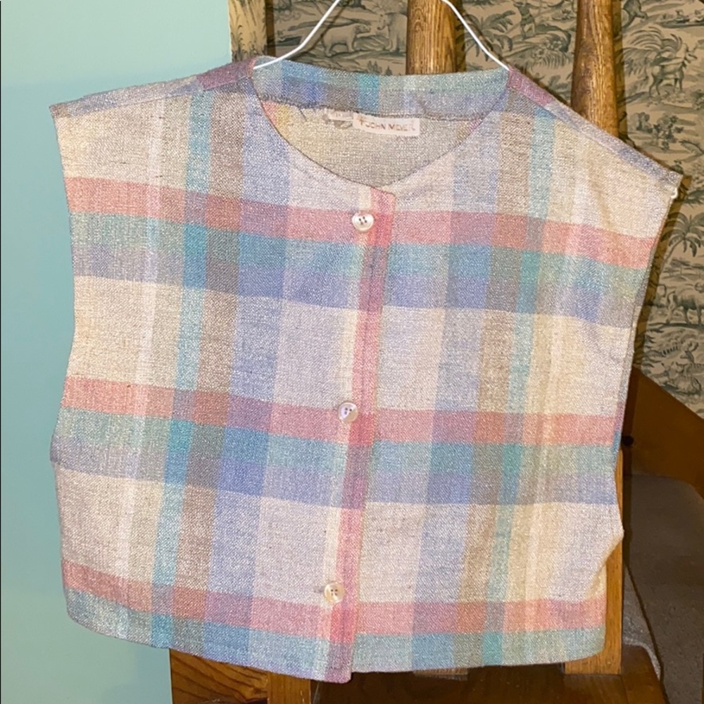 Like New Vintage John Meyer Pastel Plaid Vest Sz10